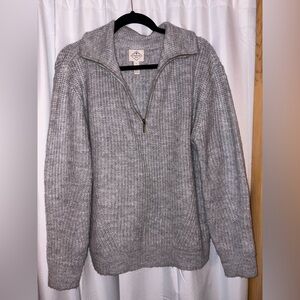 St. John's Bay Light Gray Knit Quarter Zip Sweater